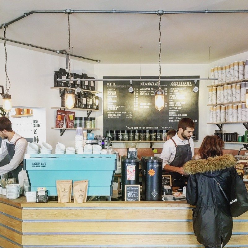 Society Cafe in Bath serves Origin’s espresso blend on a customised La Marzocco Linea PB.