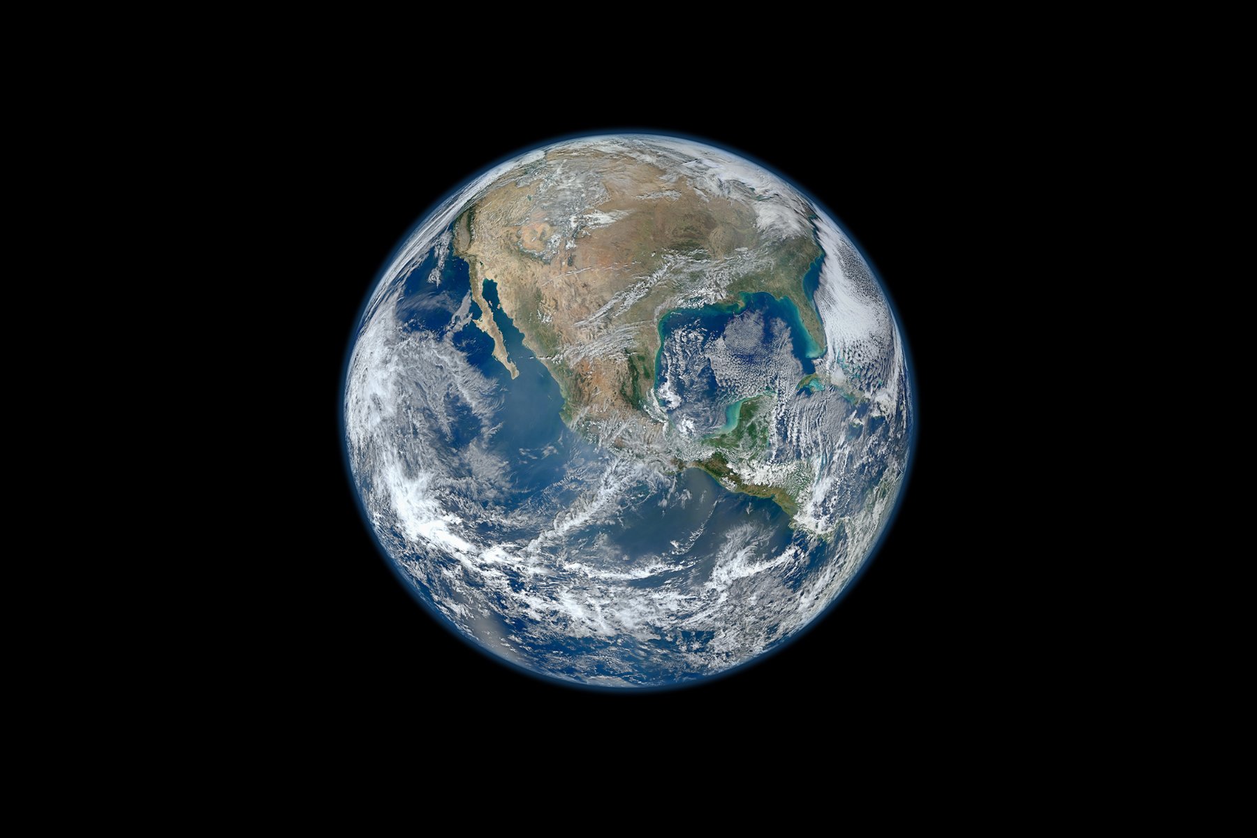 Earth floating in space